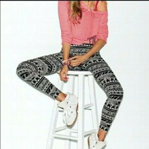 Pink Victoria Secret black and white Aztec Legging